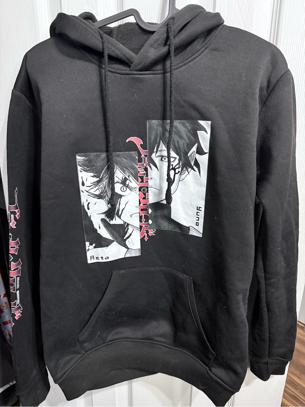 Black Graphic Anime Hoodie - Men